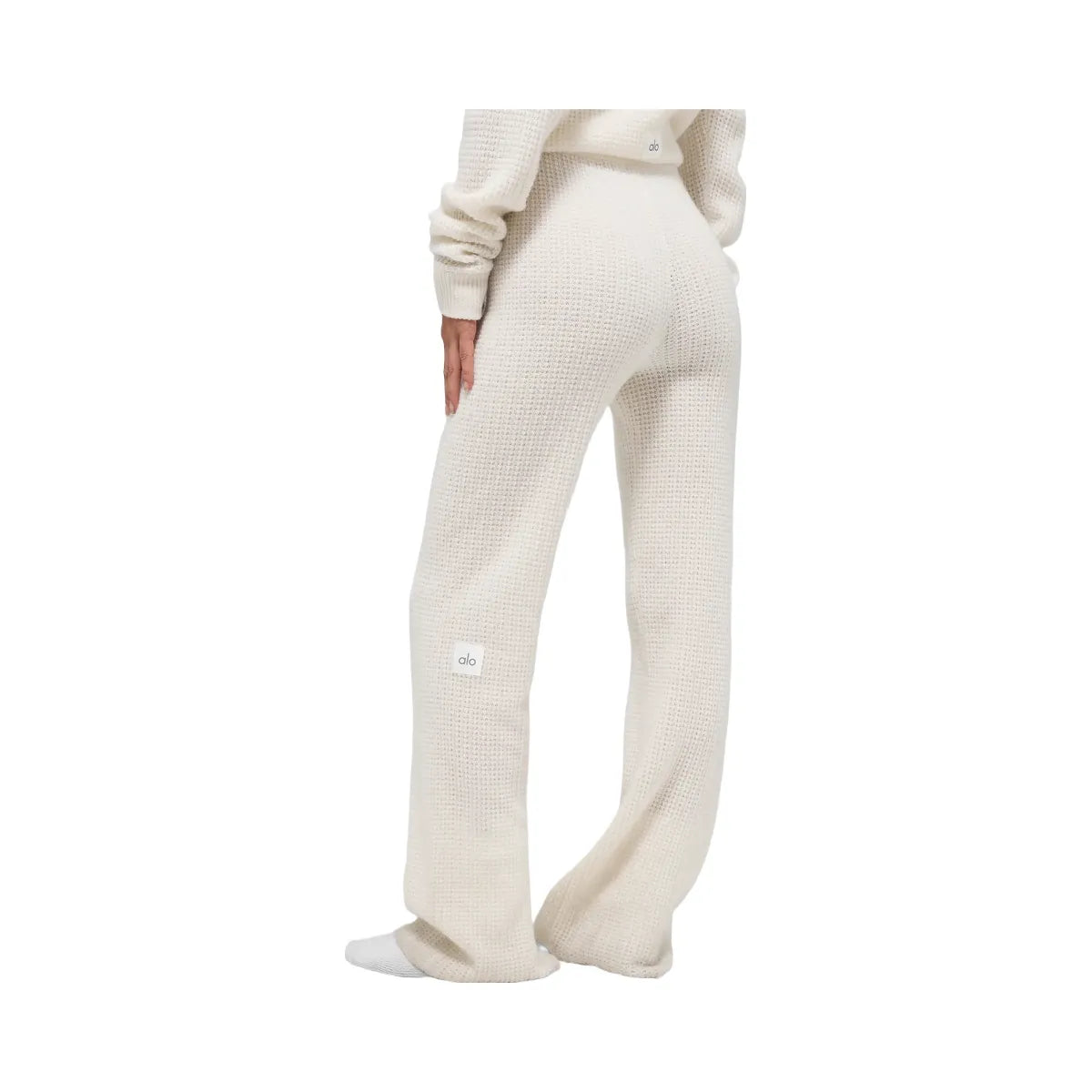 Alo Women's Cashmere High-Waist Plush Waffle Pant - Ivory