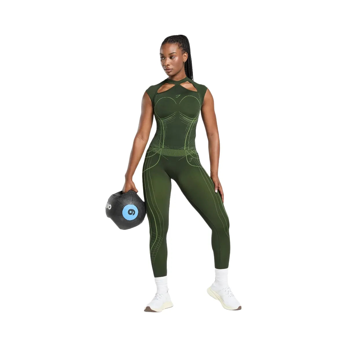Gymshark Apex Seamless Midi T-Shirt - Trail Green/Energy Gelato Green