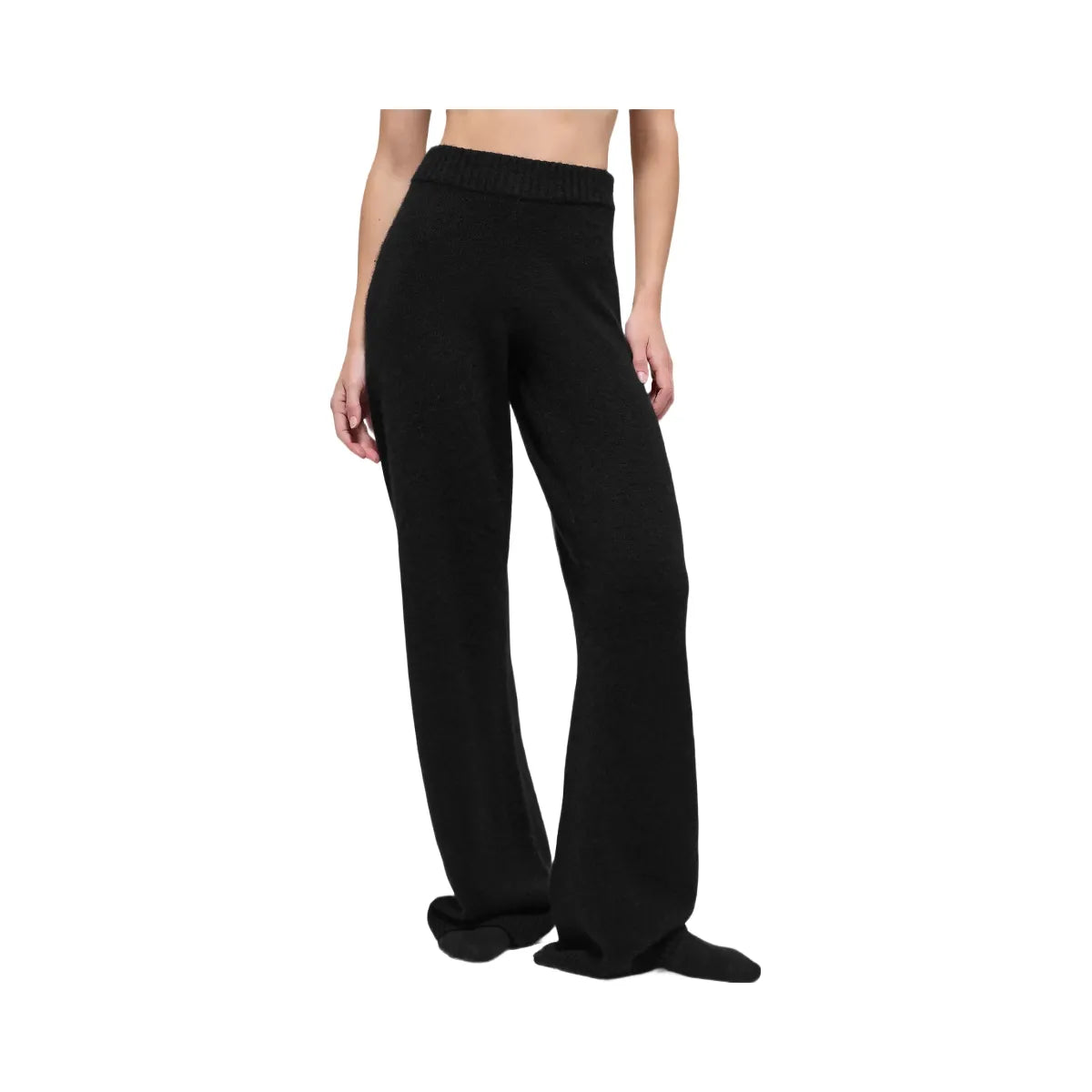Alo Women's Wool Cashmere High-Waist New Class Wide Leg Pant - Black