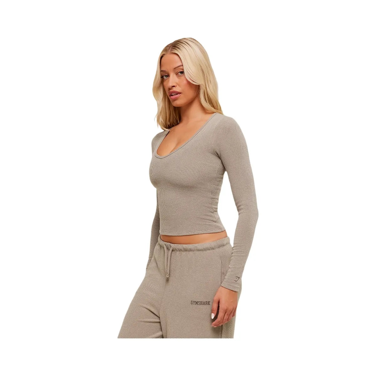 Gymshark Waffle Long Sleeve Top - Lifestyle Brown