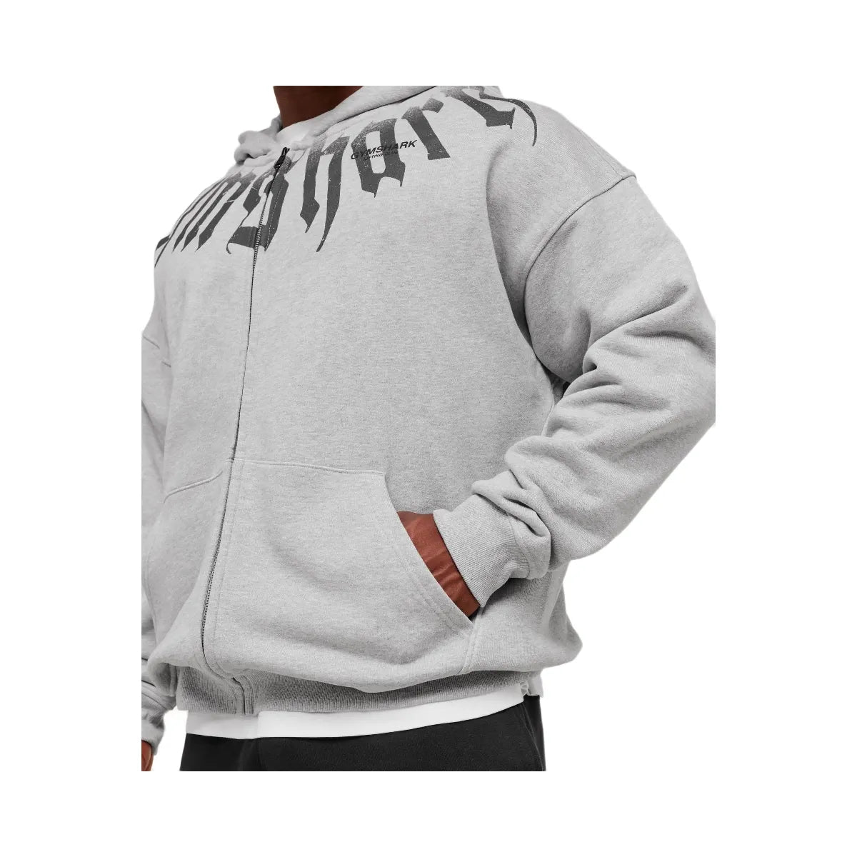 Gymshark Fade Graphic Zip Up Hoodie - Light Grey Core Marl