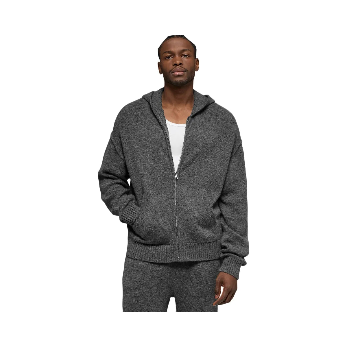 Alo Men's Wool Cashmere New Class Full Zip Hoodie - Platinum Grey