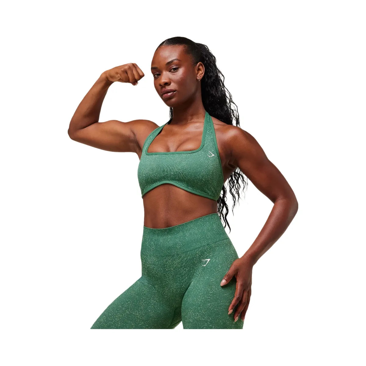 Gymshark Adapt Fleck x Whitney Halterneck Sports Bra - Lift Green/Clay Green