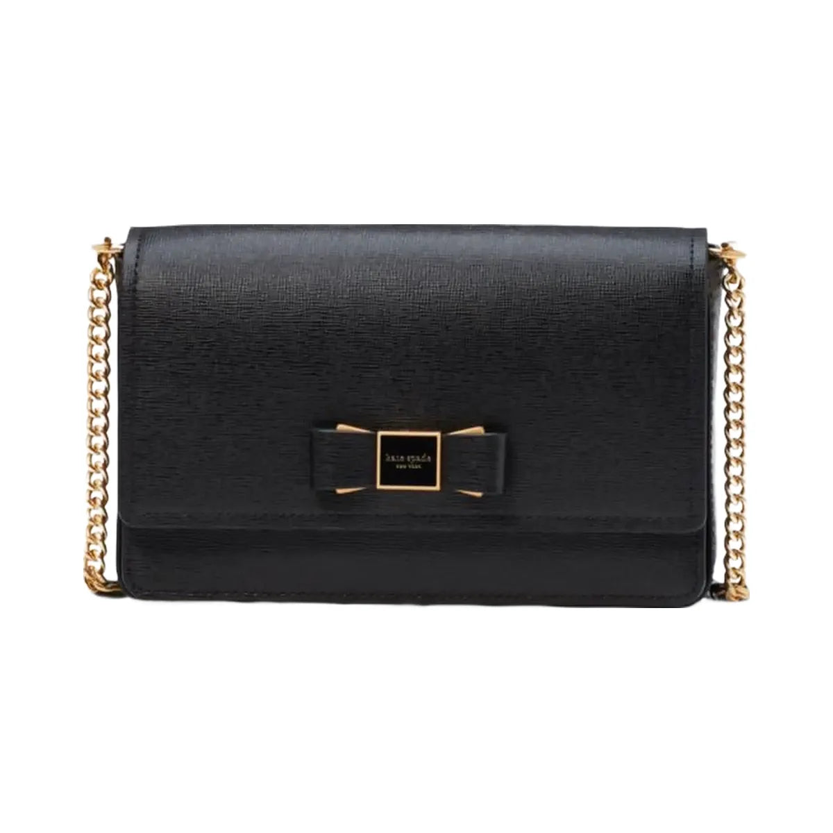 Kate Spade Morgan Bow Embellished Flap Chain Wallet Black