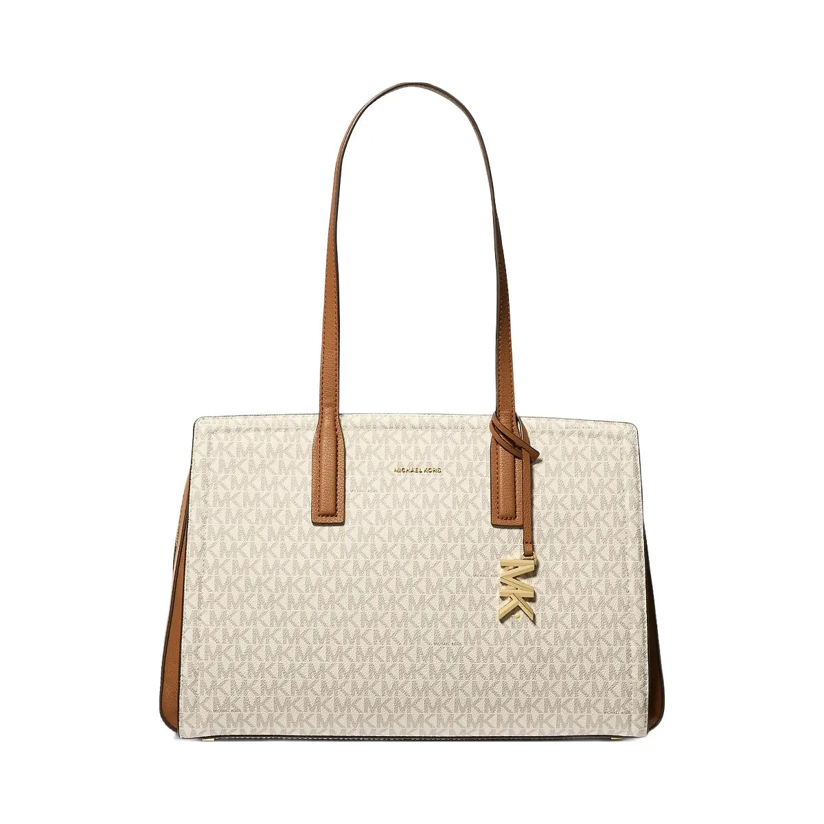 Michael Kors Laila Medium Signature Logo Tote Bag Vanilla-Acorn
