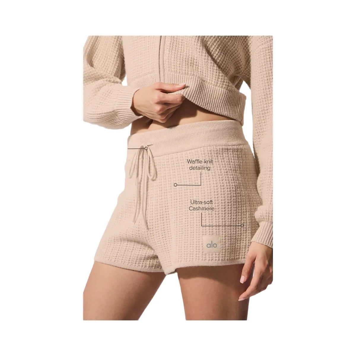 Alo Women's Cashmere High-Waist Plush Waffle Short - Macadamia Blush