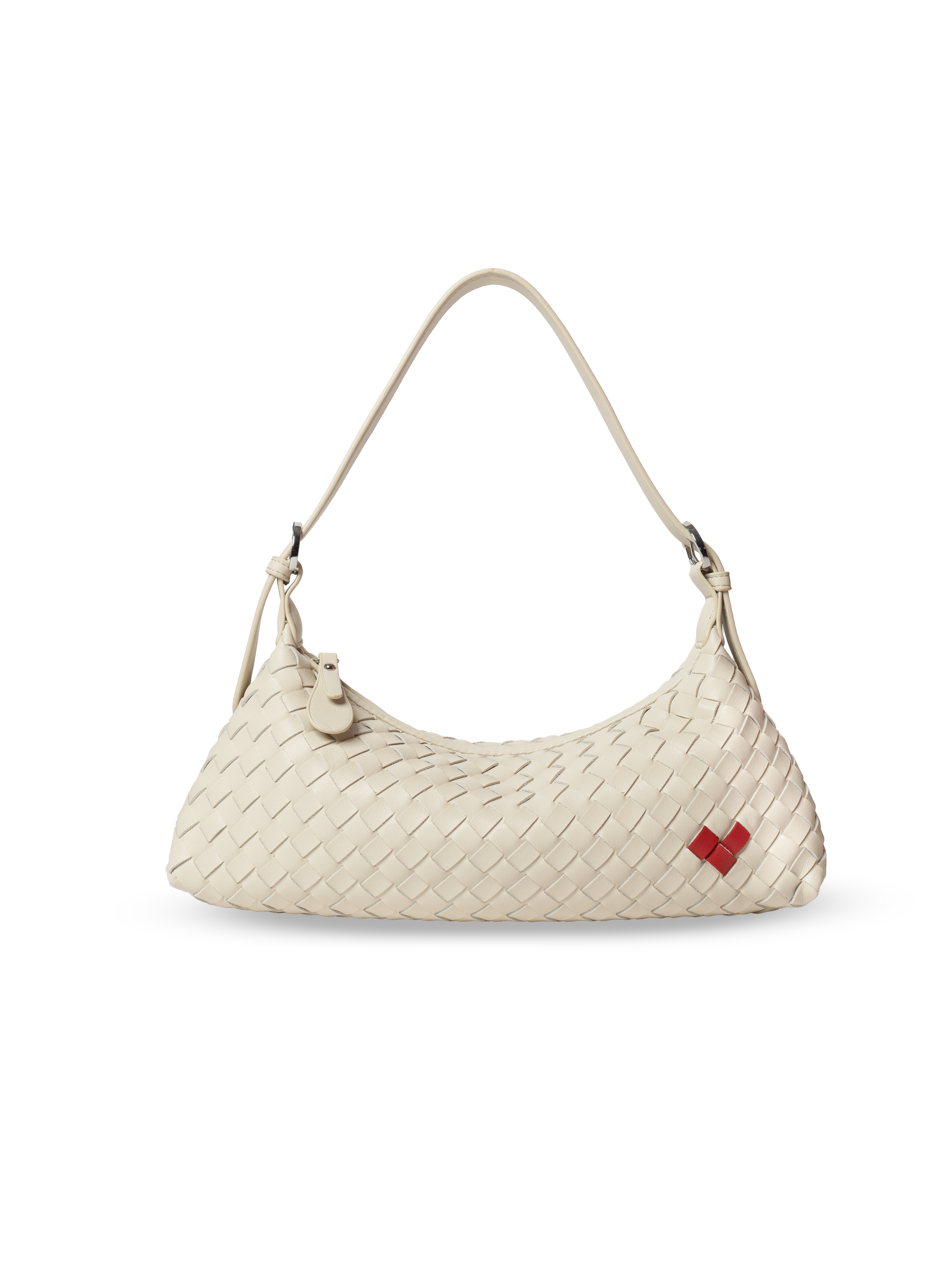 Favori Tissa- Ladies Woven Handbag , Faux Leather | Ivory