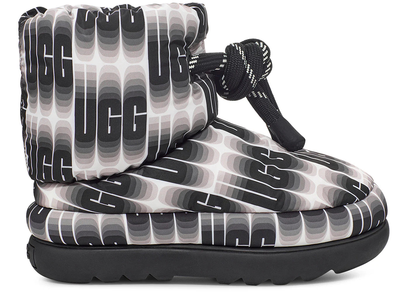 Ugg Classic Maxi Wavelength Short Boot Black White Womens