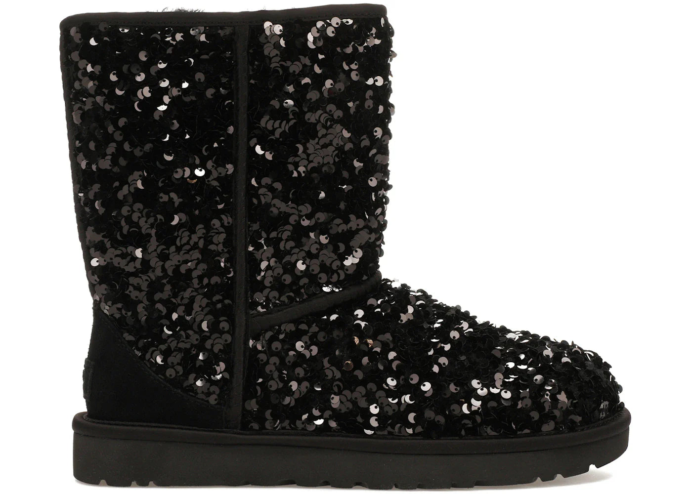 Ugg Classic Short Chunky Sequin Boot Black Womens