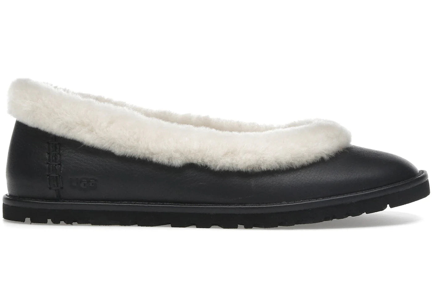Ugg Zora Leather Ballet Flat Black Womens