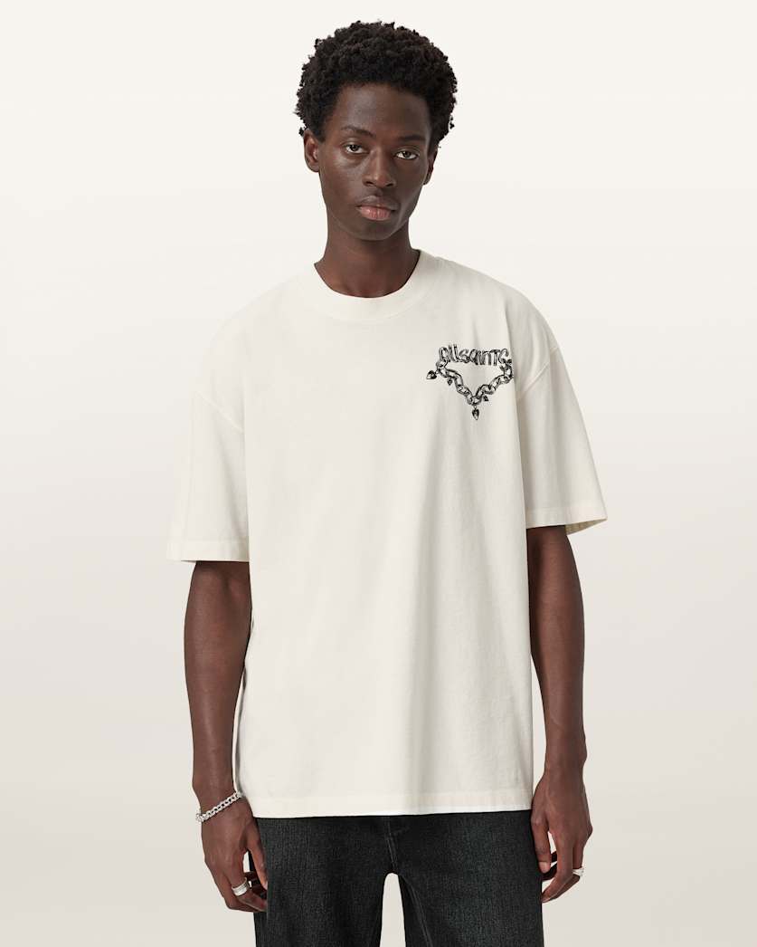 AllSaints Drip Short Sleeve Oversized T-Shirt – Chalk White