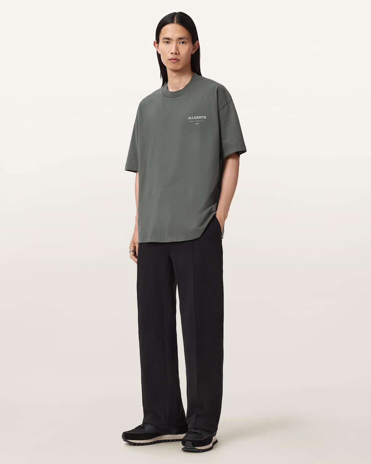 All Saints Underground Oversized Crew Neck T-Shirt 'Garnet Green'