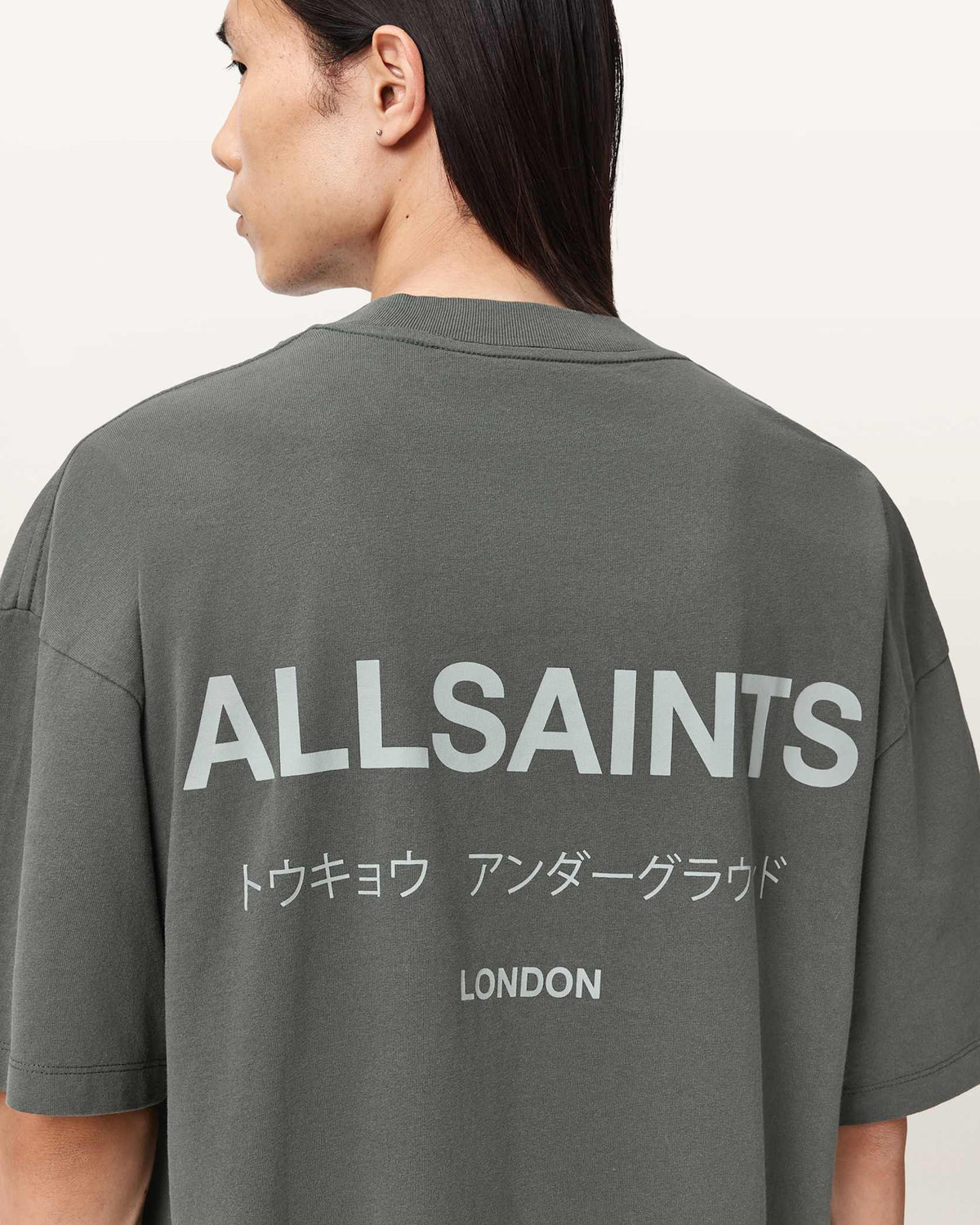 All Saints Underground Oversized Crew Neck T-Shirt 'Garnet Green'