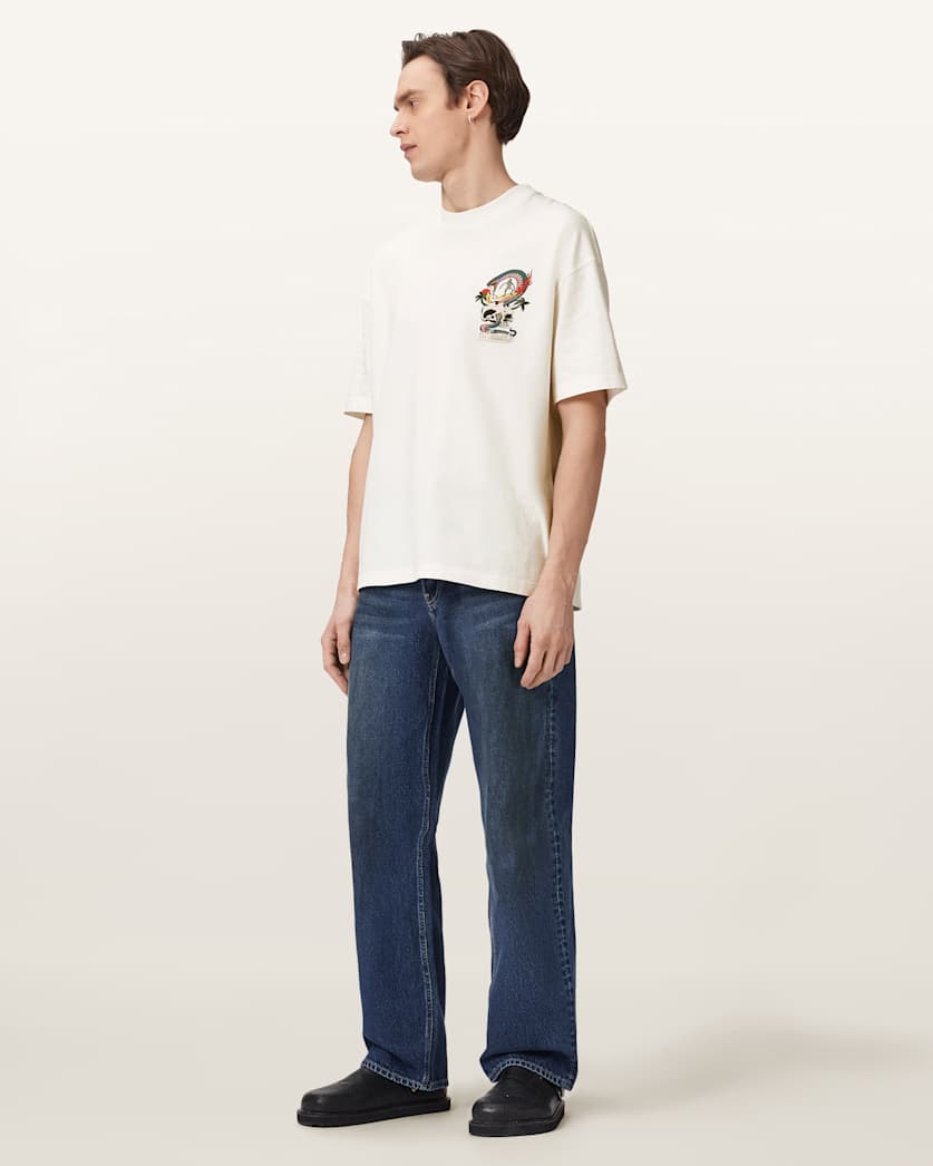 AllSaints Snakepit Oversized Short Sleeve Graphic T-Shirt - Chalk White