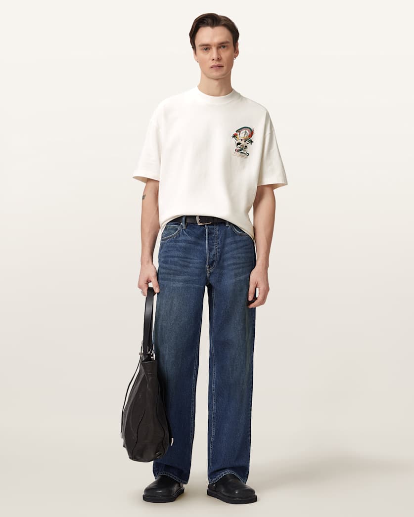 AllSaints Snakepit Oversized Short Sleeve Graphic T-Shirt - Chalk White