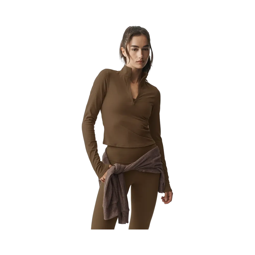 Alo ALO Softsculpt Precision 1/4 Zip Long Sleeve 'Java Brown'