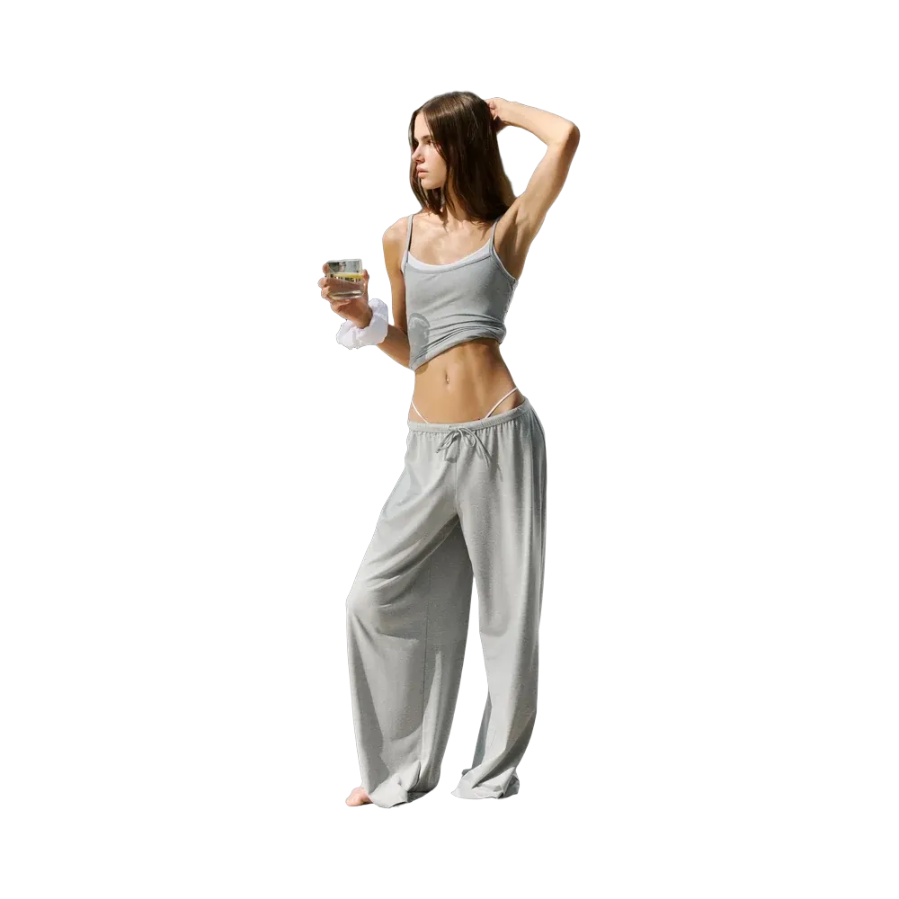 Alo Alosoft Mid-Rise Finesse Wide Leg Sweatpant 'Vintage Athletic Heather'