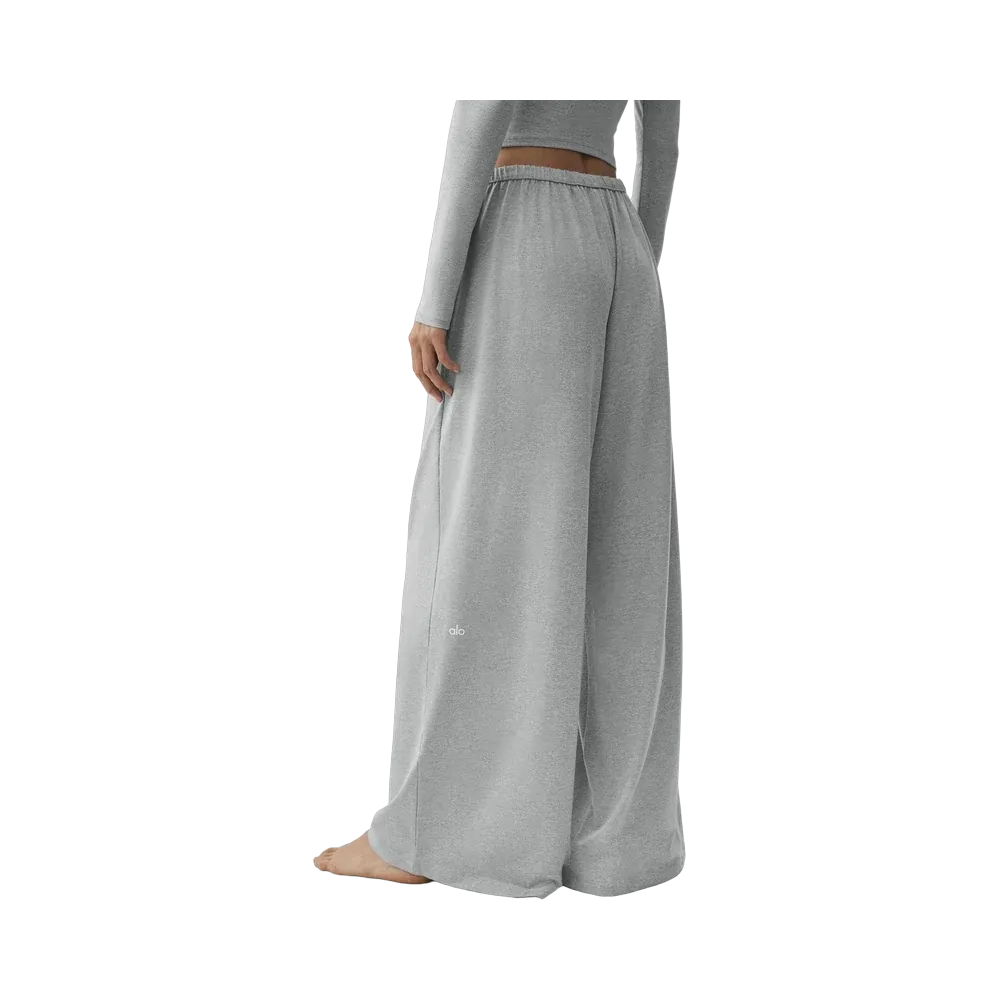 Alo Alosoft Mid-Rise Finesse Wide Leg Sweatpant 'Vintage Athletic Heather'