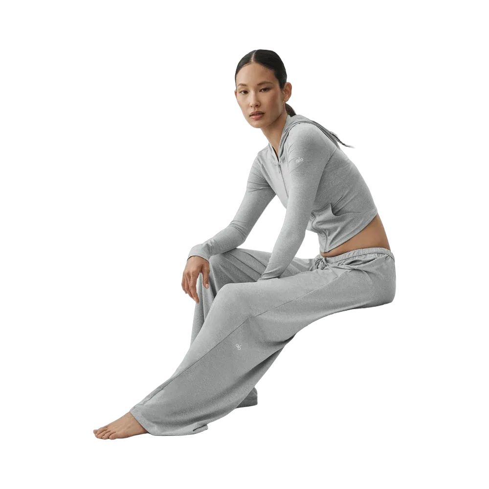 Alo Alosoft Mid-Rise Finesse Wide Leg Sweatpant 'Vintage Athletic Heather'