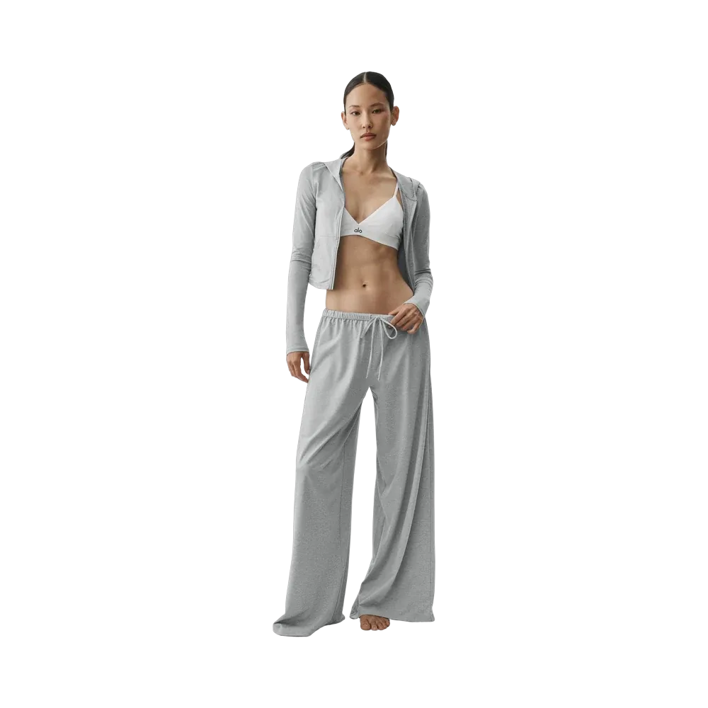 Alo Alosoft Mid-Rise Finesse Wide Leg Sweatpant 'Vintage Athletic Heather'