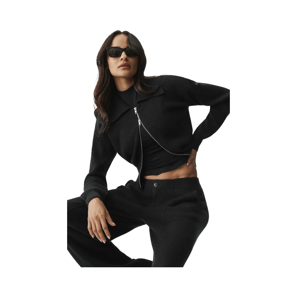 Alo Cashmere Wool Harmony Full Zip Jacket 'Black'