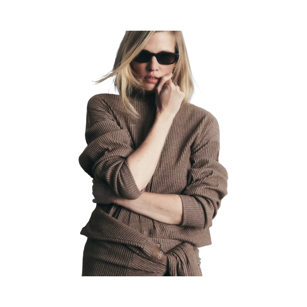 Alo Muse Crew Neck Pullover 'Java Brown Heather'