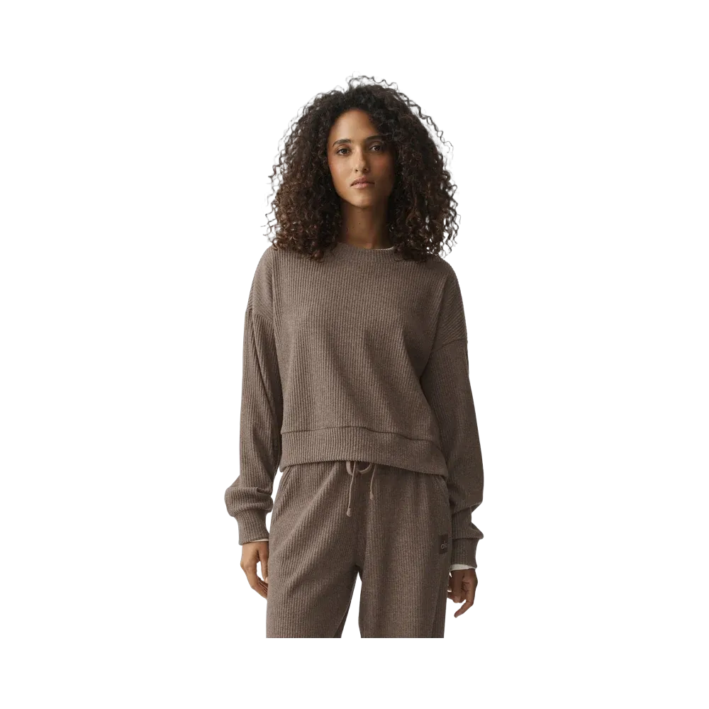 Alo Muse Crew Neck Pullover 'Java Brown Heather'