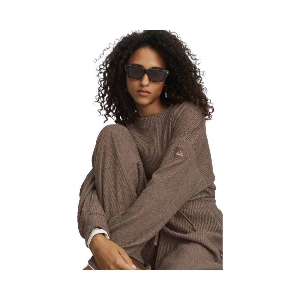 Alo Muse Crew Neck Pullover 'Java Brown Heather'