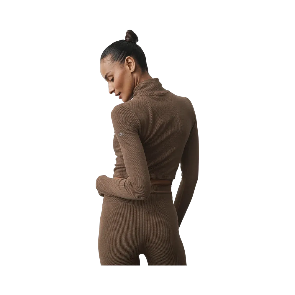 Alo Seamless Two Tone Rib Jacket 'Java Brown'