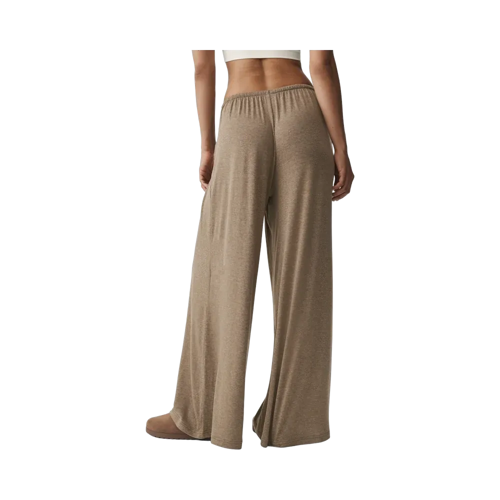 Alo Semi Sheer High-Waist Oasis Wide Leg Pant (Long) 'Java Brown Heather'