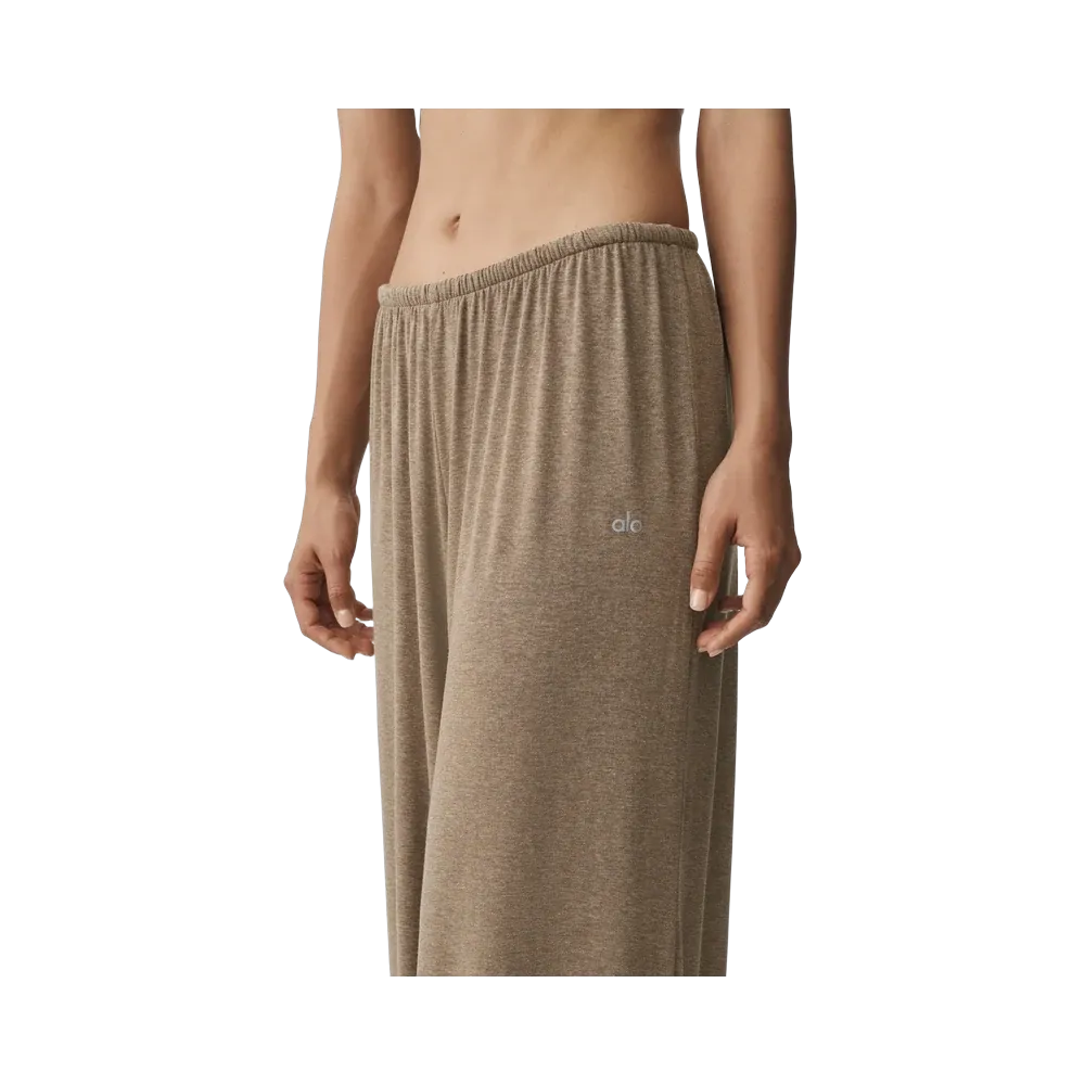 Alo Semi Sheer High-Waist Oasis Wide Leg Pant (Long) 'Java Brown Heather'