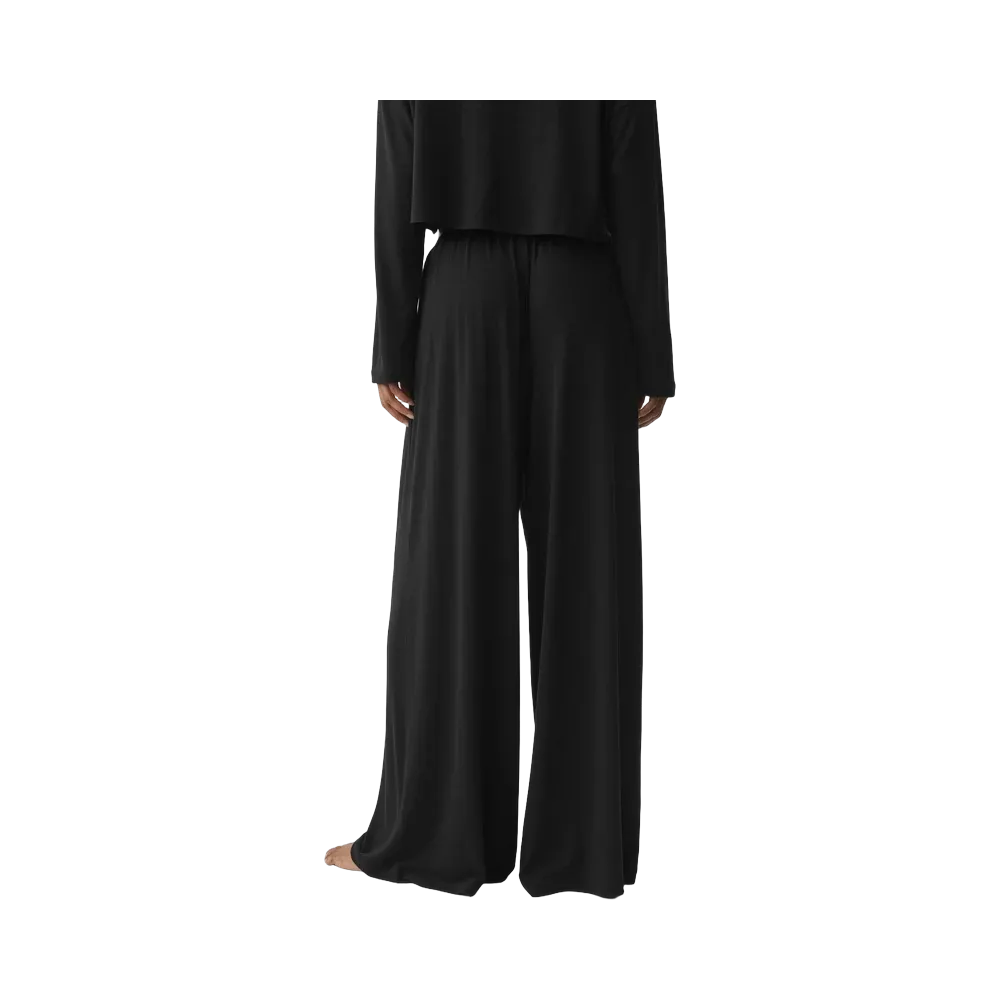 Alo Semi Sheer High-Waist Oasis Wide Leg Pant (Regular) 'Black'
