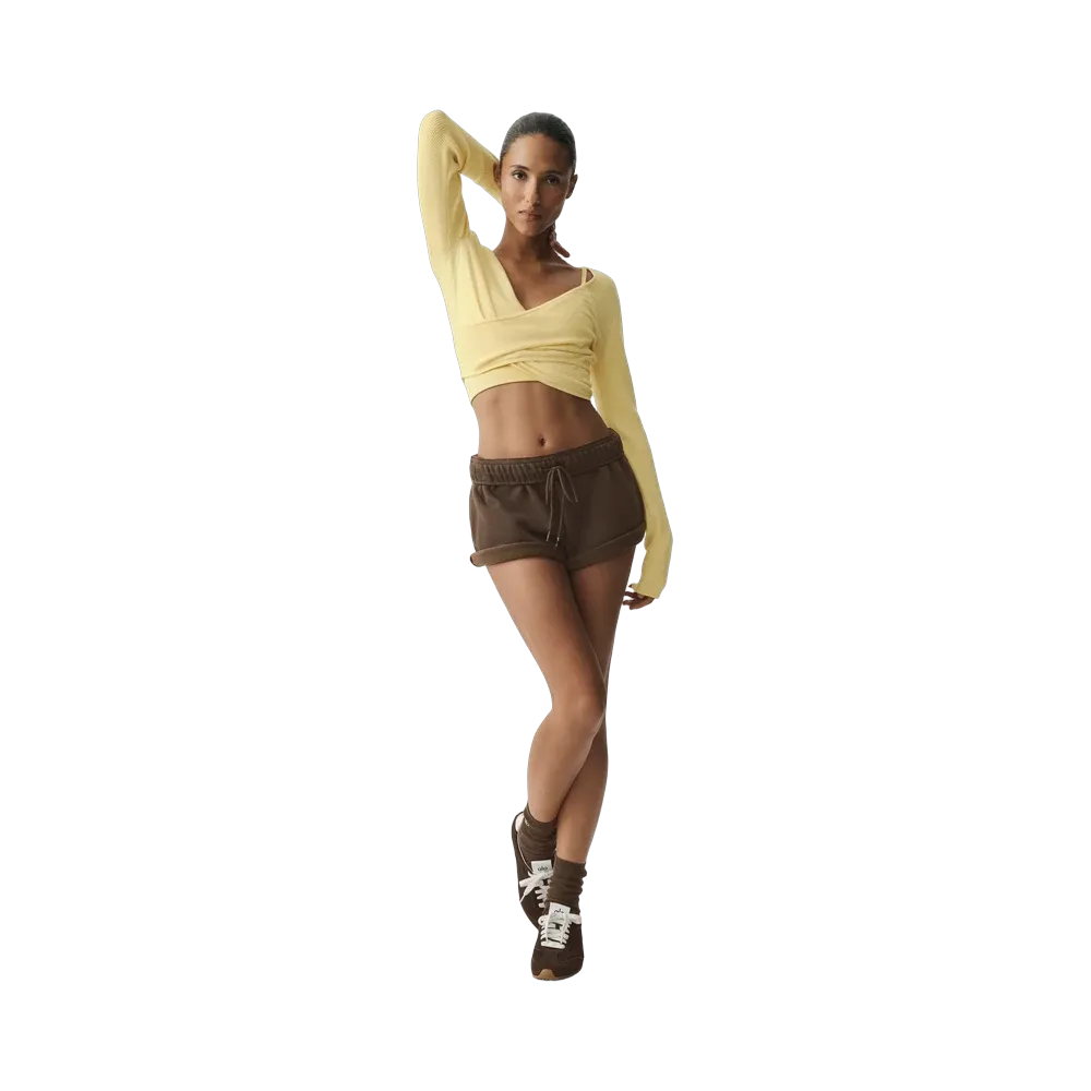 Alo Sweater Knit Crossover Long Sleeve 'Warm Butter'