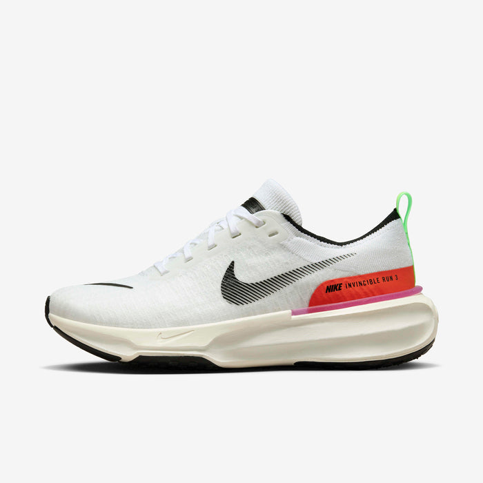 White running shoe with Nike logo and text on a white background