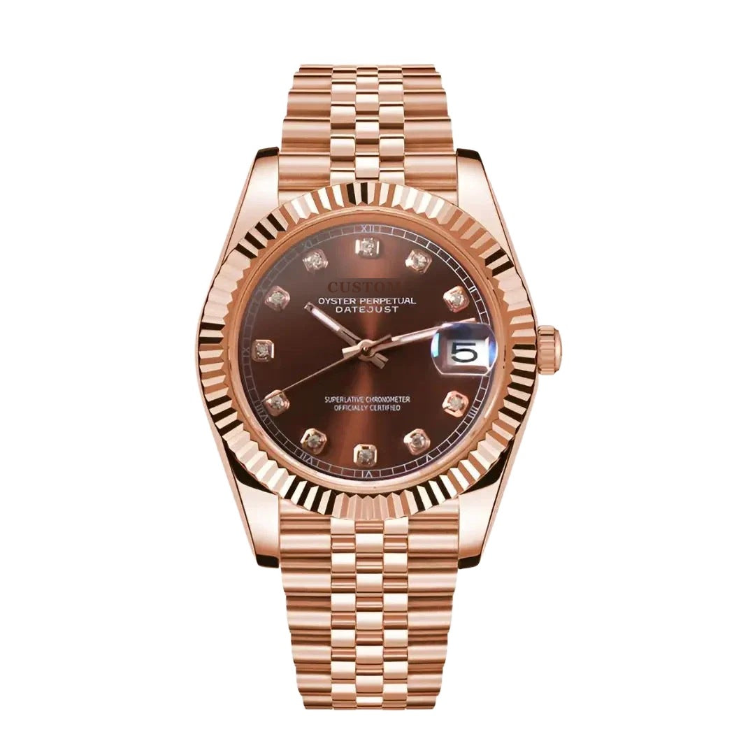 Build Your Own Datejust Chocolate Crystals Rose Gold