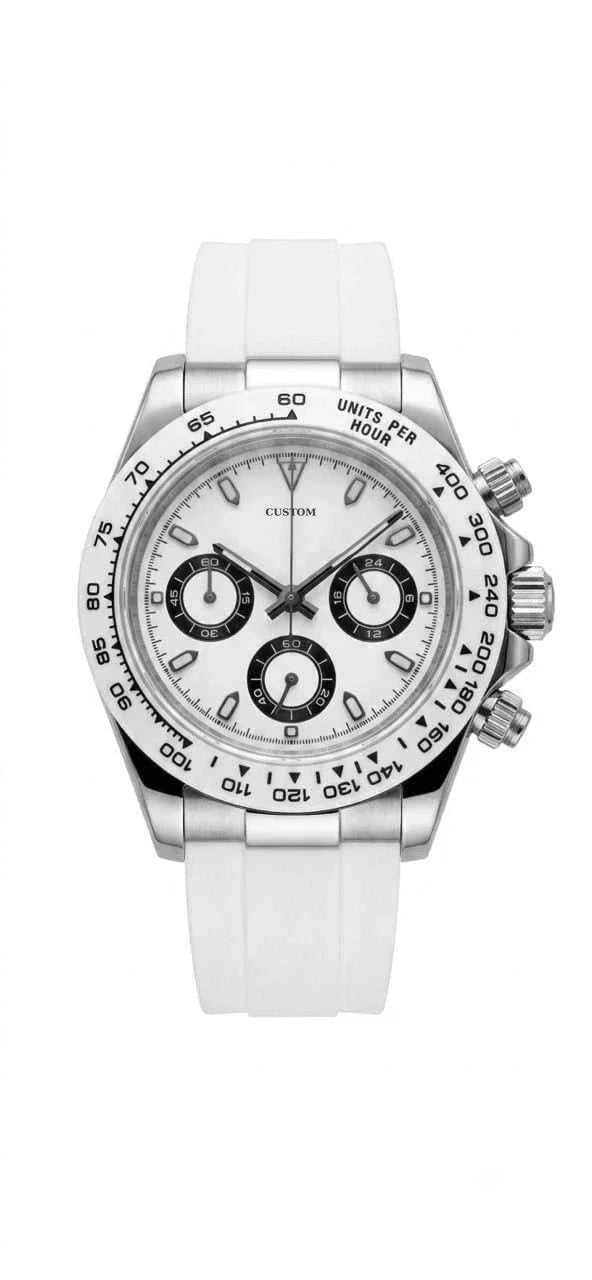 Build Your Own Daytona Panda White Rubber Strap