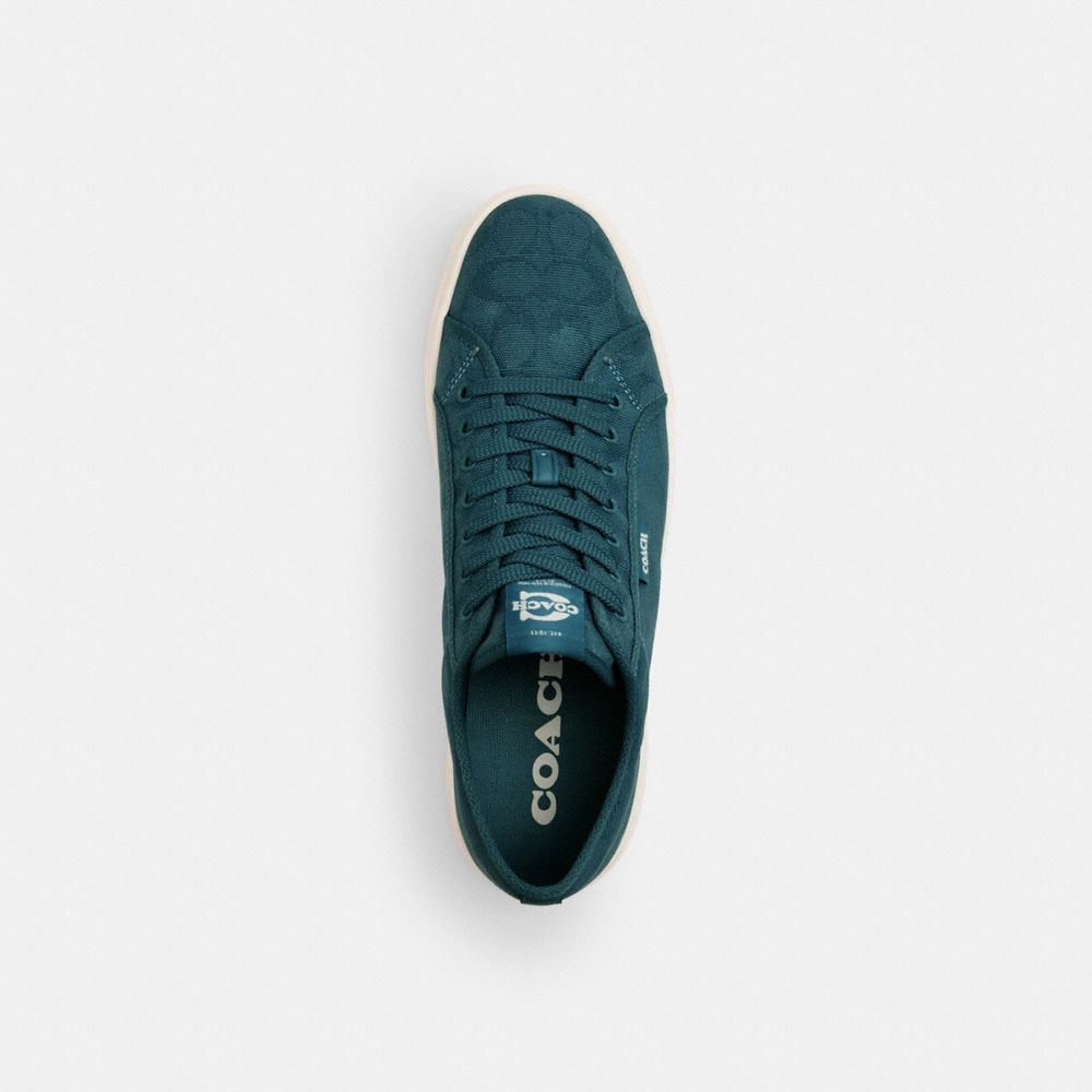 Men's Coach Canvas Sneaker In Signature Jacquard Dark Teal Chalk