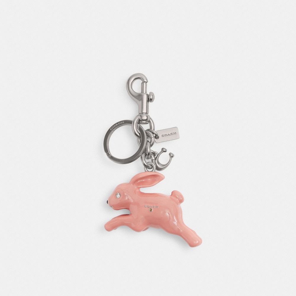 Coach Bunny Bag Charm Silver Pink