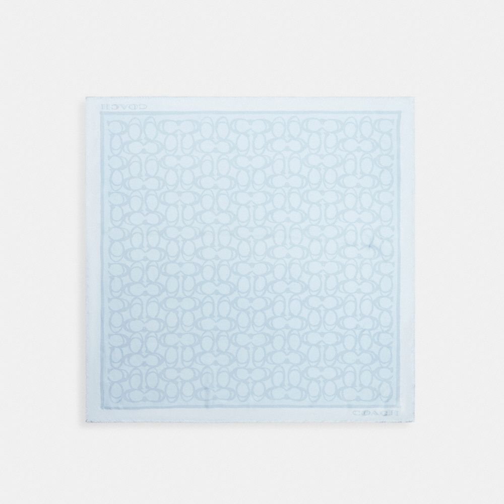 Coach Jumbo Signature Silk Square Scarf Light Blue