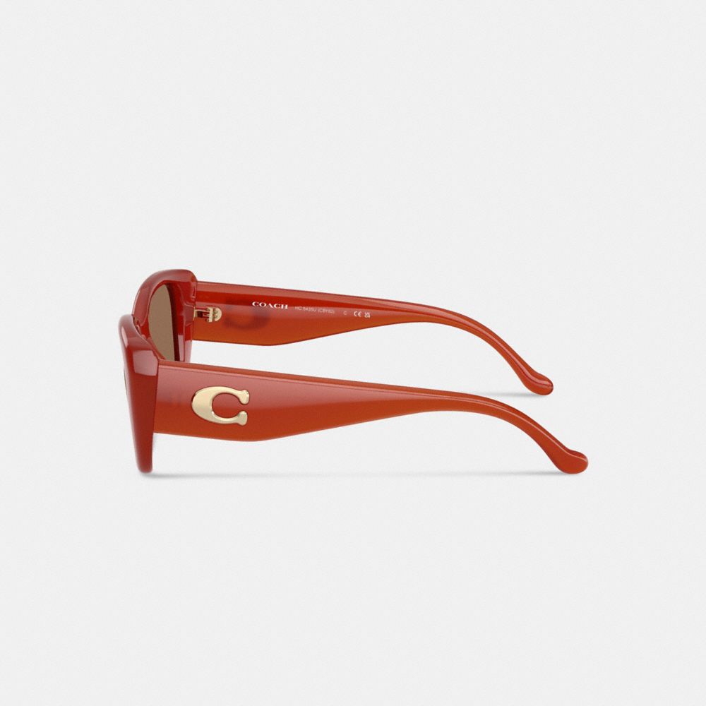 Coach Maxi Sculpted C Oversized Rectangle Sunglasses Burnt Orange