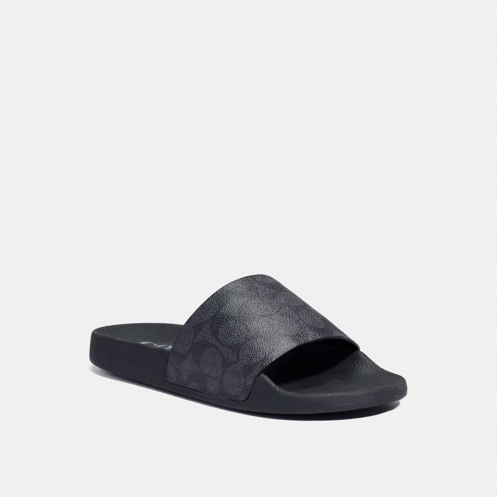 Women's Coach Udele Sport Slide In Signature Canvas Charcoal Black