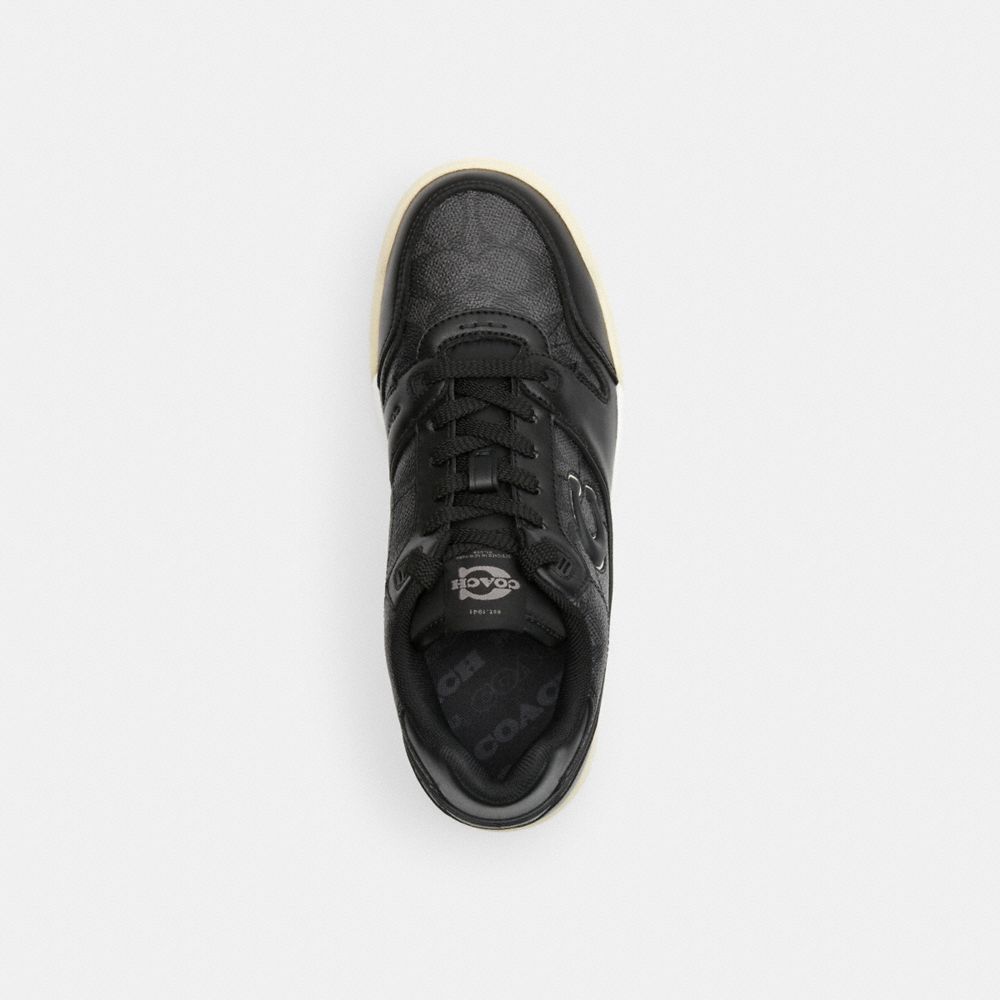 Women's Coach Soho Sneaker With Signature Canvas Charcoal Black