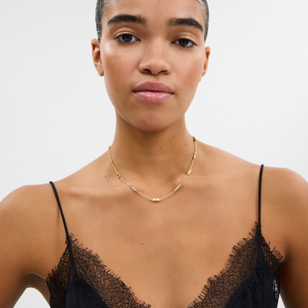 Coach Signature Bar Chain Necklace Gold