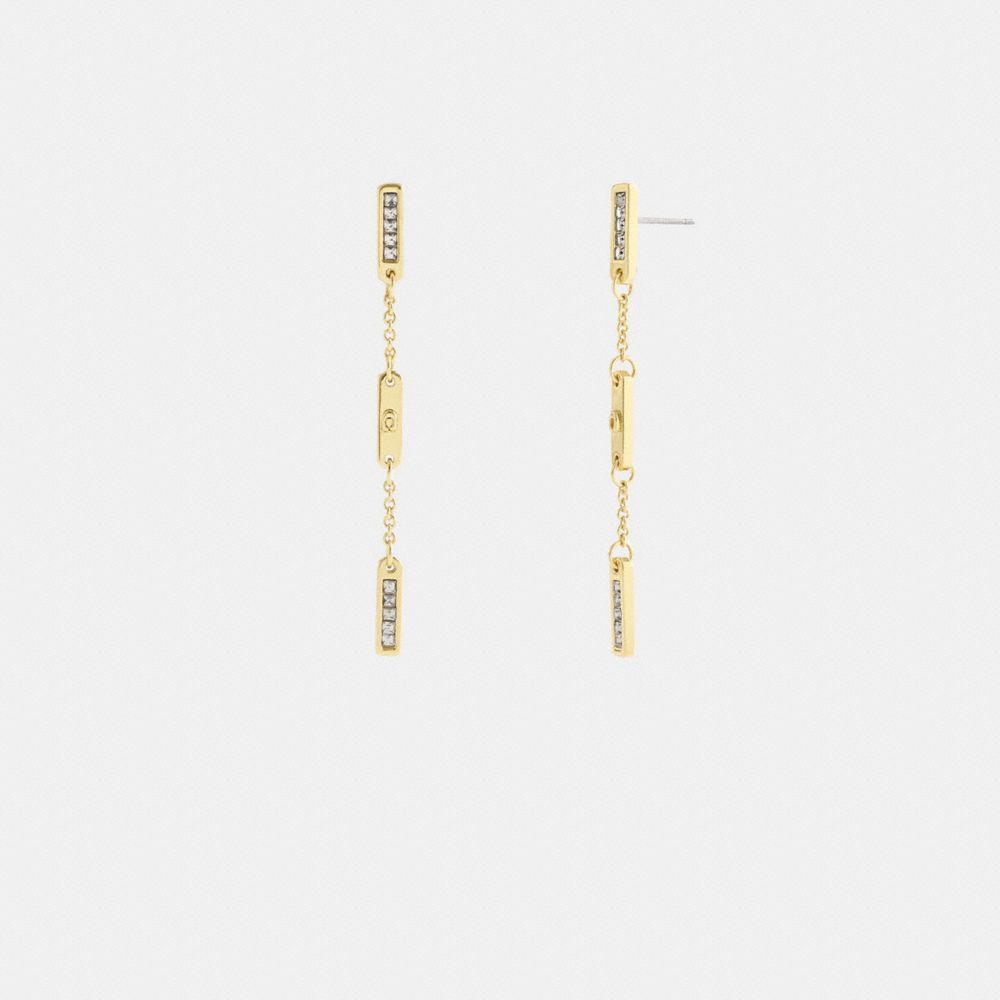 Coach Signature Bar Chain Linear Earrings Gold