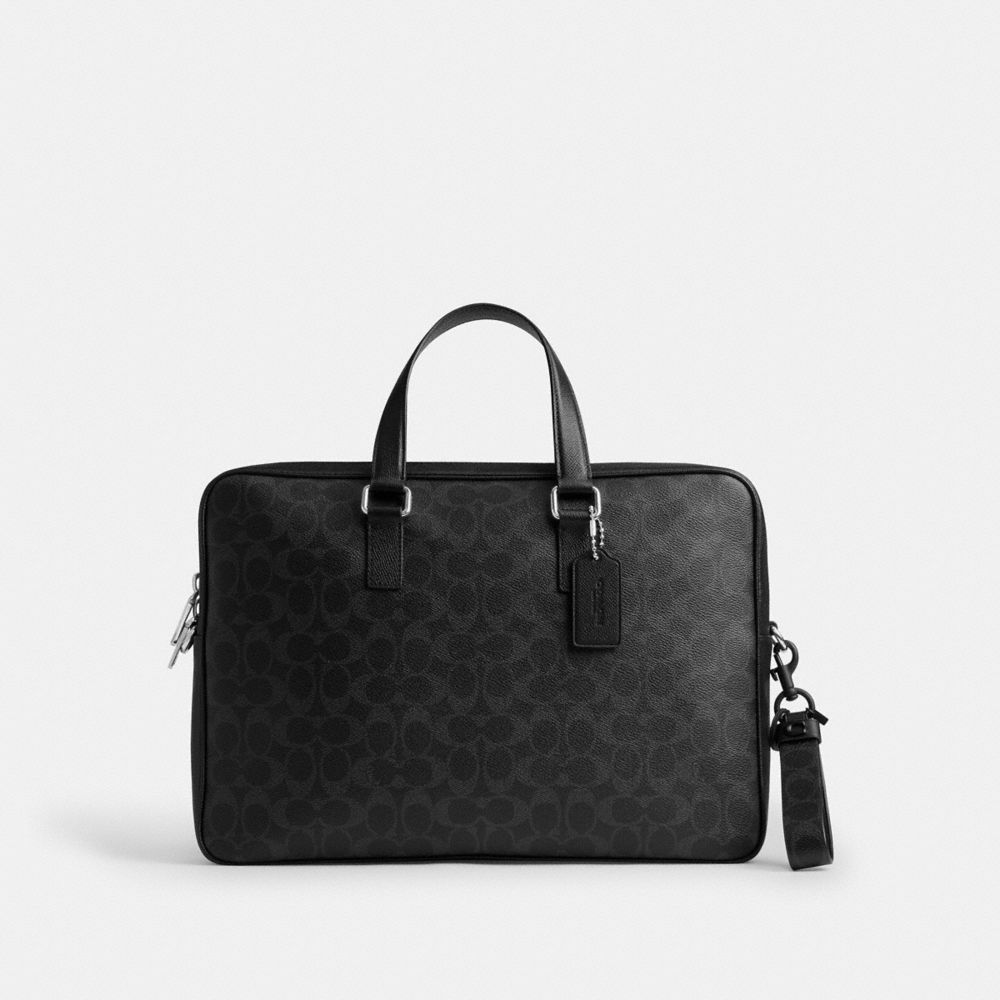 Coach Loop Bag Charm In Signature Canvas Black Signature