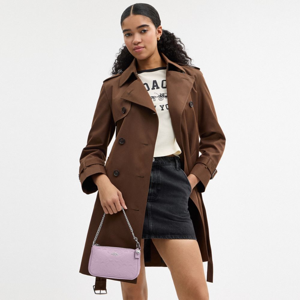 Coach Nolita 19 In Signature Leather With Heart Charm Silver Light Violet