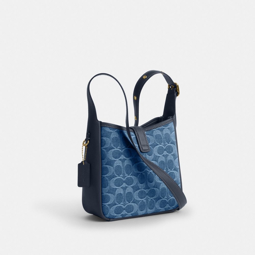 Coach Hadley Mini Crossbody Bag In Signature Denim Gold Indigo