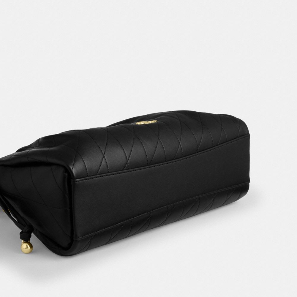Coach Faye Large Shoulder Bag With Quilting Gold Black
