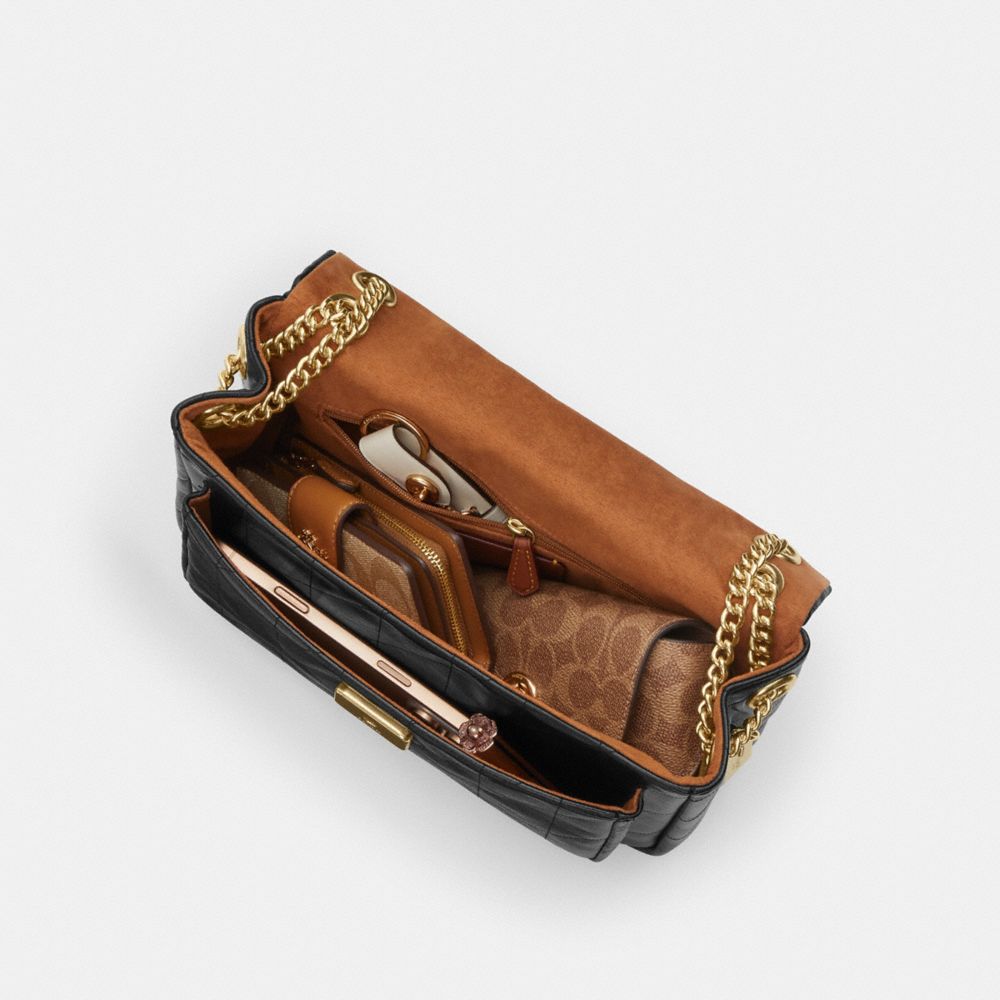 Coach Elodie Crossbody Bag With Quilting Gold Black