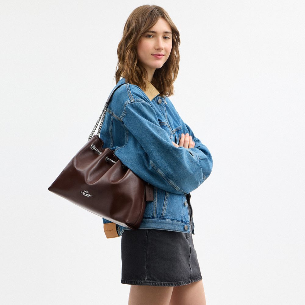 Coach Evelyn Shoulder Bag Silver Maple